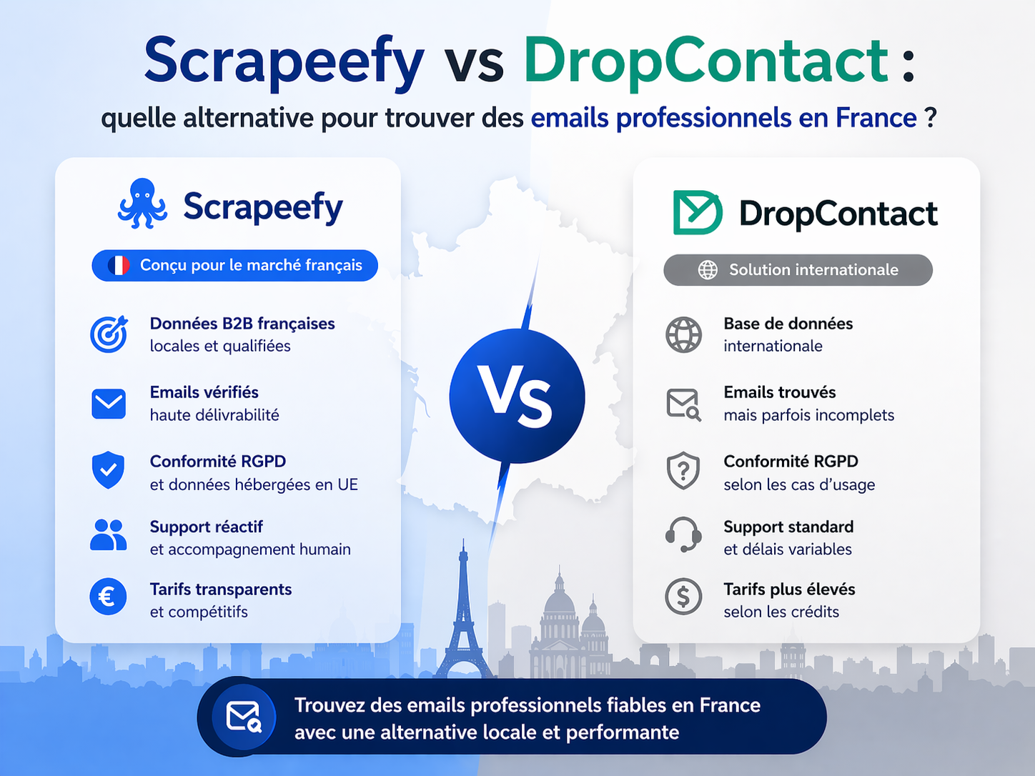 Scrapeefy vs Dropcontact : quelle alternative pour enrichir vos contacts B2B en France ?