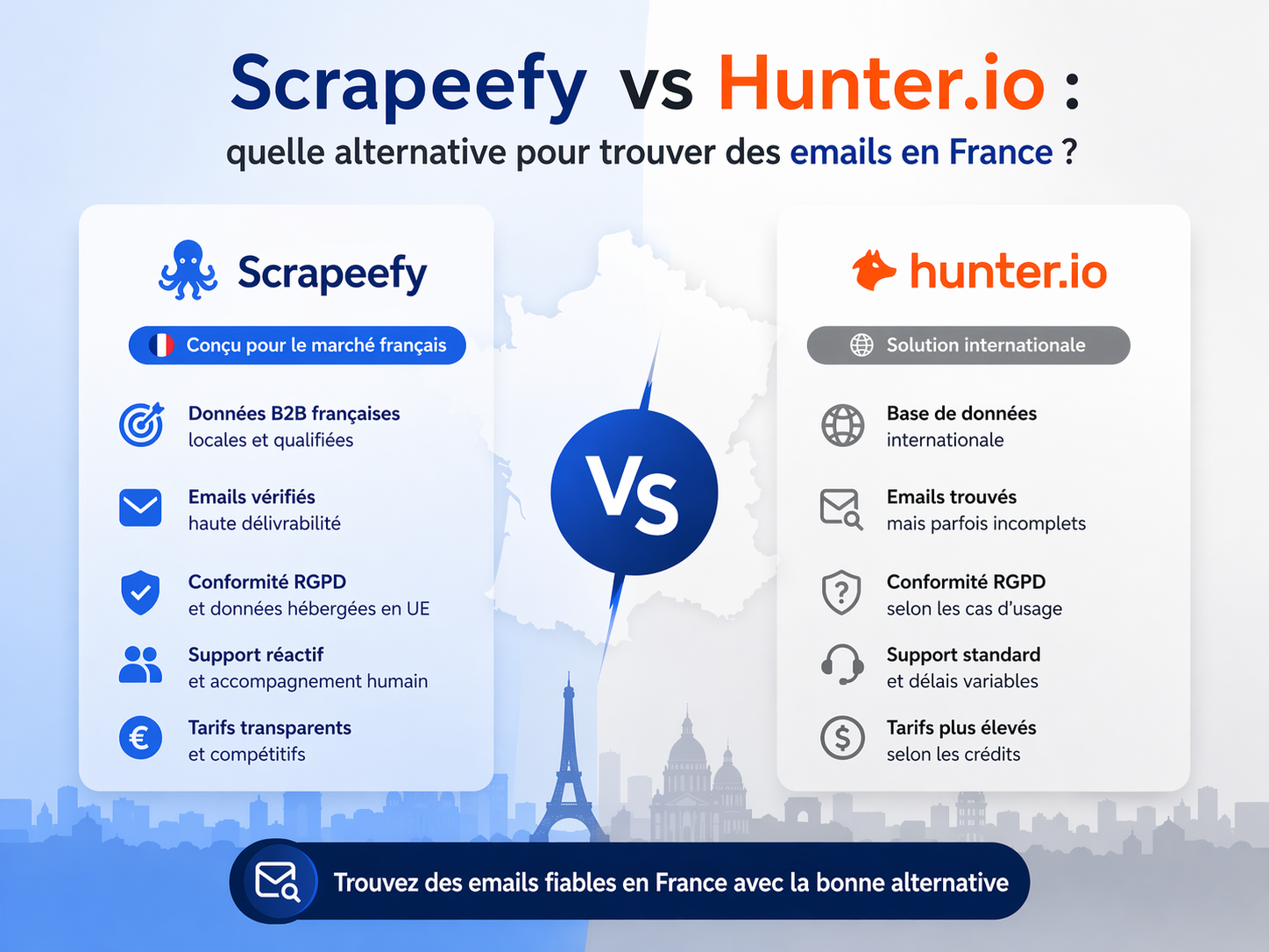 Scrapeefy vs Hunter.io : quelle alternative pour trouver des emails en France ?