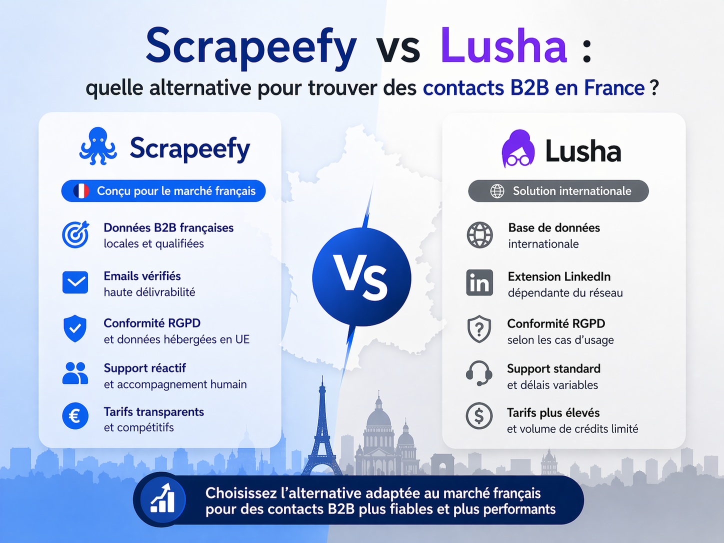 Scrapeefy vs Lusha : quelle alternative pour la prospection B2B en France ?